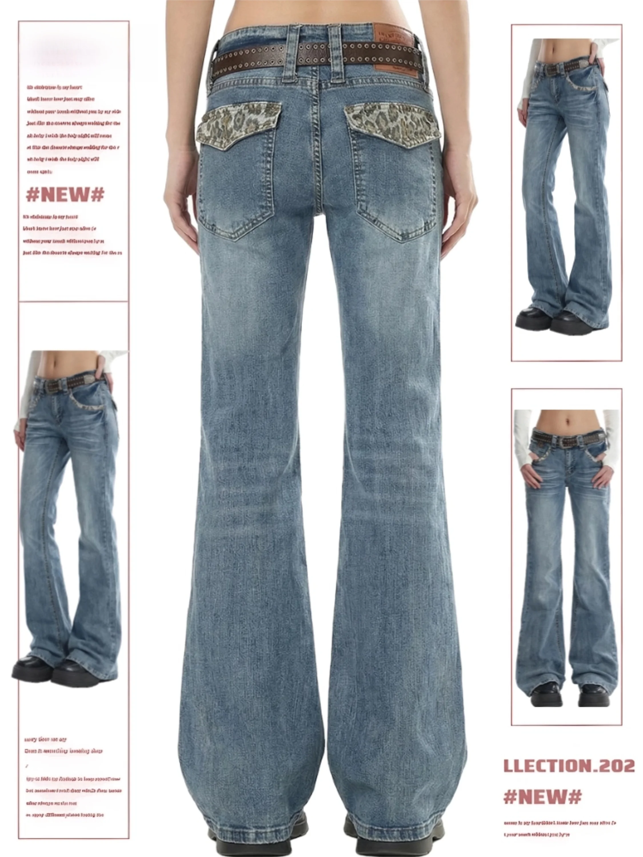 Low Waist Leopard Print Denim Jeans High Street Washed Vintage Blue Hot Girl Slim Leg Flared Casual Long Pants Women
Low Waist Leopard Print Denim Jeans High Street Washed Vintage Blue Hot Girl Slim Leg Flared Casual Long Pants Women