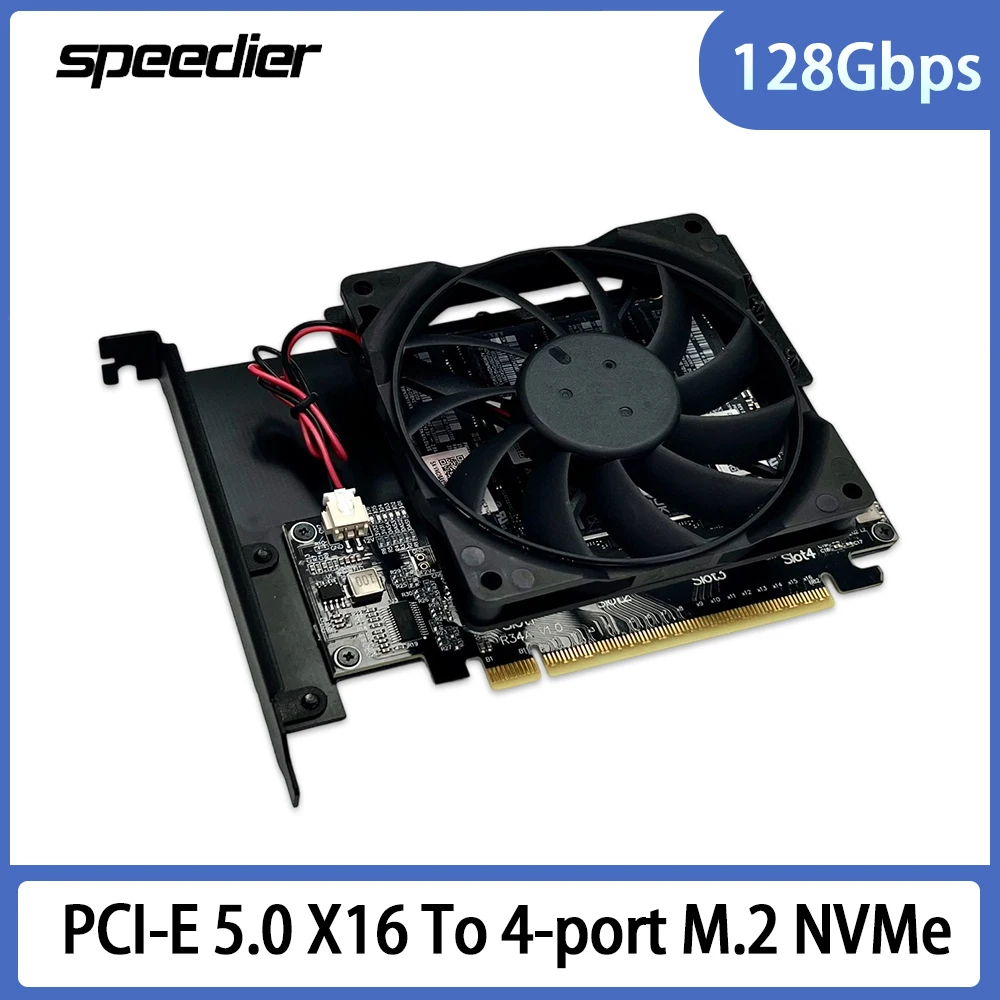 PCIe 5.0 X16 To 4-Port M.2 NVMe Hard Drive Splitter Adapter Expansion Card,4*128Gbps One - To - Four Splitter Adapter Card
PCIe 5.0 X16 To 4-Port M.2 NVMe Hard Drive Splitter Adapter Expansion Card,4*128Gbps One - To - Four Splitter Adapter Card