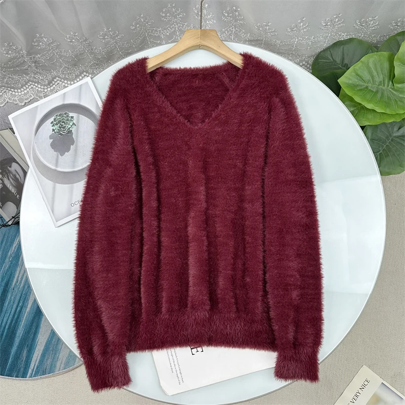 Простой вязаный свитер с V-образным вырезом, женский повседневный пуловер с длинными рукавами, на флисовой подкладке, осенне-зимний, модный, удобный, дышащий
Простой вязаный свитер с V-образным вырезом, женский повседневный пуловер с длинными рукавами, на флисовой подкладке, осенне-зимний, модный, удобный, дышащий