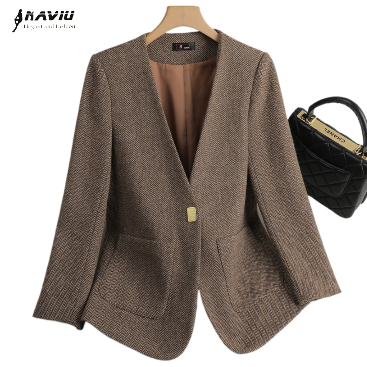 NAVIU Fashion Autumn Winter V Neck Long Sleeve Single Button Ladies Casual Jacket Coat Women Blazer Gray Coffee Female
NAVIU Fashion Autumn Winter V Neck Long Sleeve Single Button Ladies Casual Jacket Coat Women Blazer Gray Coffee Female