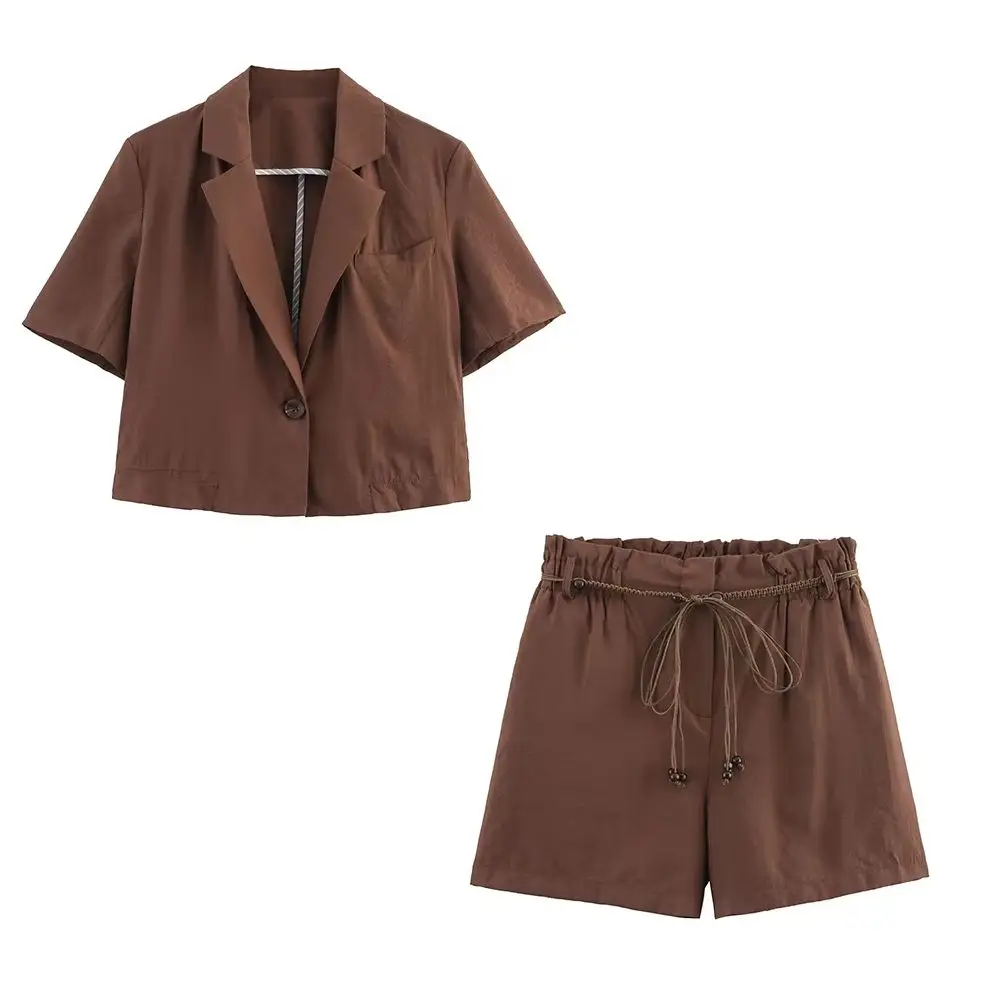 KONDALA шикарные офисные женские женские костюмы 2025 года, короткий пиджак на пуговицах + карманы на шнурке, мини-шорты, модные летние комплекты 2023 года
KONDALA шикарные офисные женские женские костюмы 2025 года, короткий пиджак на пуговицах + карманы на шнурке, мини-шорты, модные летние комплекты 2023 года