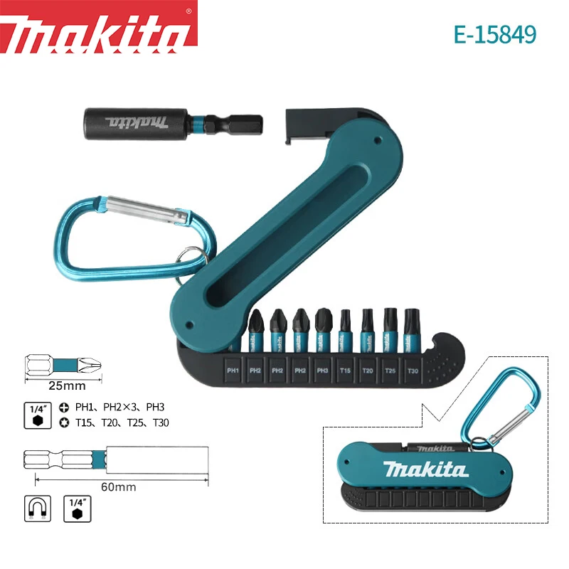 Makita Screwdriver Bit Set 10Pcs Hexagonal Philips Electric Screwdriver Bits Magnetic Sleeve PH1 PH2 PH3 T15 T20 T25 T30 E-15849
Makita Screwdriver Bit Set 10Pcs Hexagonal Philips Electric Screwdriver Bits Magnetic Sleeve PH1 PH2 PH3 T15 T20 T25 T30 E-15849
