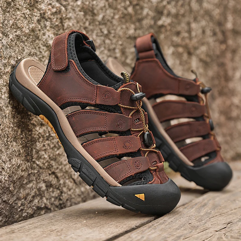 Summer Genuine Leather Men Sandals Handmade Thick Bottom Non-slip Breathable Casual Slip-On Beach Shoes Outdoor Hiking Sandals
Summer Genuine Leather Men Sandals Handmade Thick Bottom Non-slip Breathable Casual Slip-On Beach Shoes Outdoor Hiking Sandals