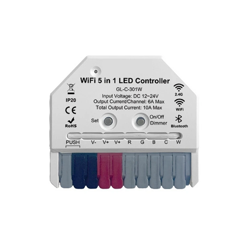 5-In-1 Wifi LED Light Strip Controller Tuya App,Voice And 2.4G RF Remote Control Supported Ideal For Home Lighting
5-In-1 Wifi LED Light Strip Controller Tuya App,Voice And 2.4G RF Remote Control Supported Ideal For Home Lighting