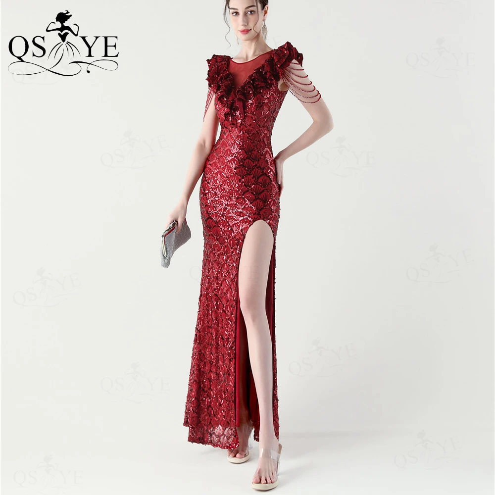 Sequined Ruffles Neck Scale Evening Dress Mermaid V neck Long Prom Gown Beadings Pattern Sequin Lace Elegant Women Formal Dress
Sequined Ruffles Neck Scale Evening Dress Mermaid V neck Long Prom Gown Beadings Pattern Sequin Lace Elegant Women Formal Dress