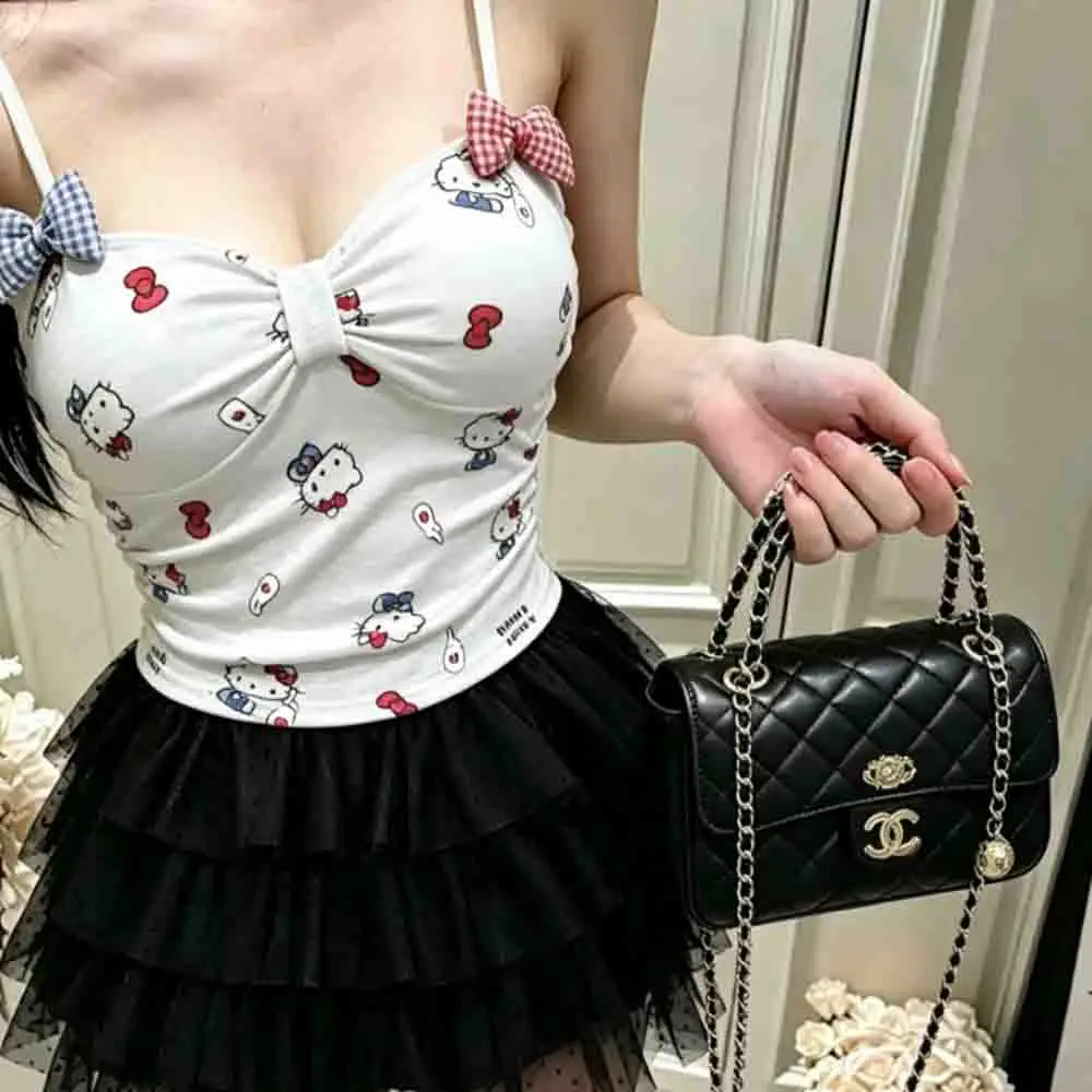 Sanrio Hello Kitties Soft Cotton Tank Top with Butterfly Dew Back Cartoon Sweet and Sexy Suitable for Women Summer Casual Cute
Sanrio Hello Kitties Soft Cotton Tank Top with Butterfly Dew Back Cartoon Sweet and Sexy Suitable for Women Summer Casual Cute