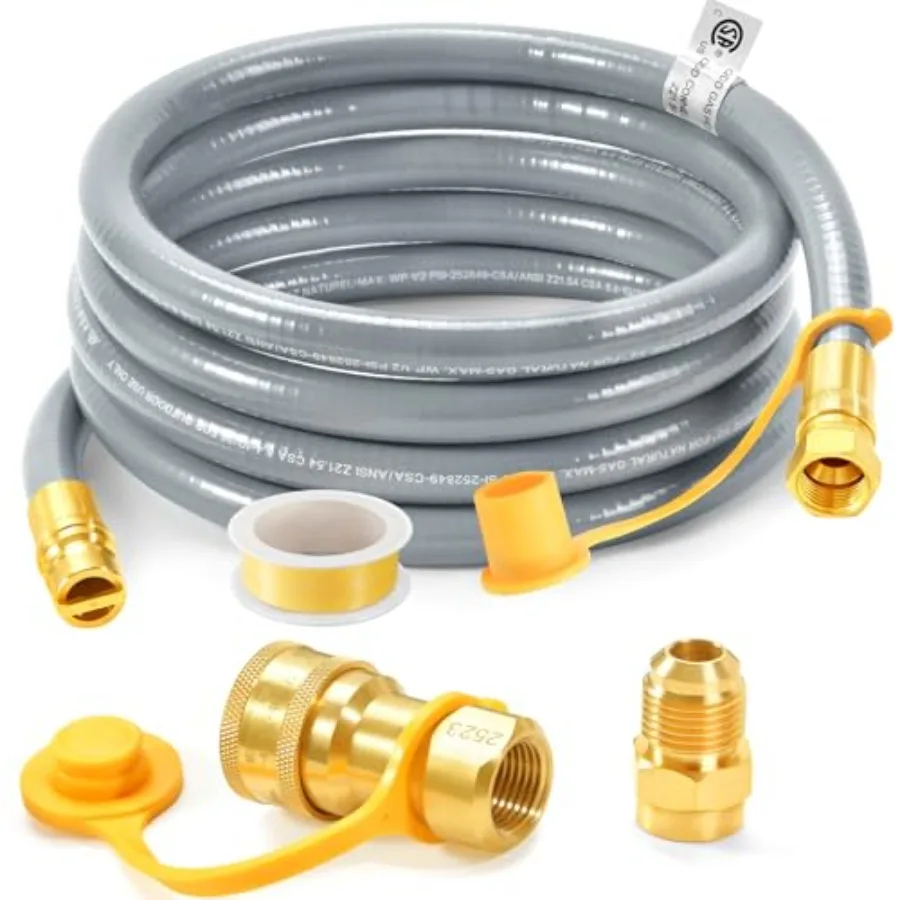 1/2" ID Natural Gas Grill Hose with Quick Connect Fitting, Natural Gas Conversion Kit Suitable for Gas Grill, Generator, Patio
1/2" ID Natural Gas Grill Hose with Quick Connect Fitting, Natural Gas Conversion Kit Suitable for Gas Grill, Generator, Patio