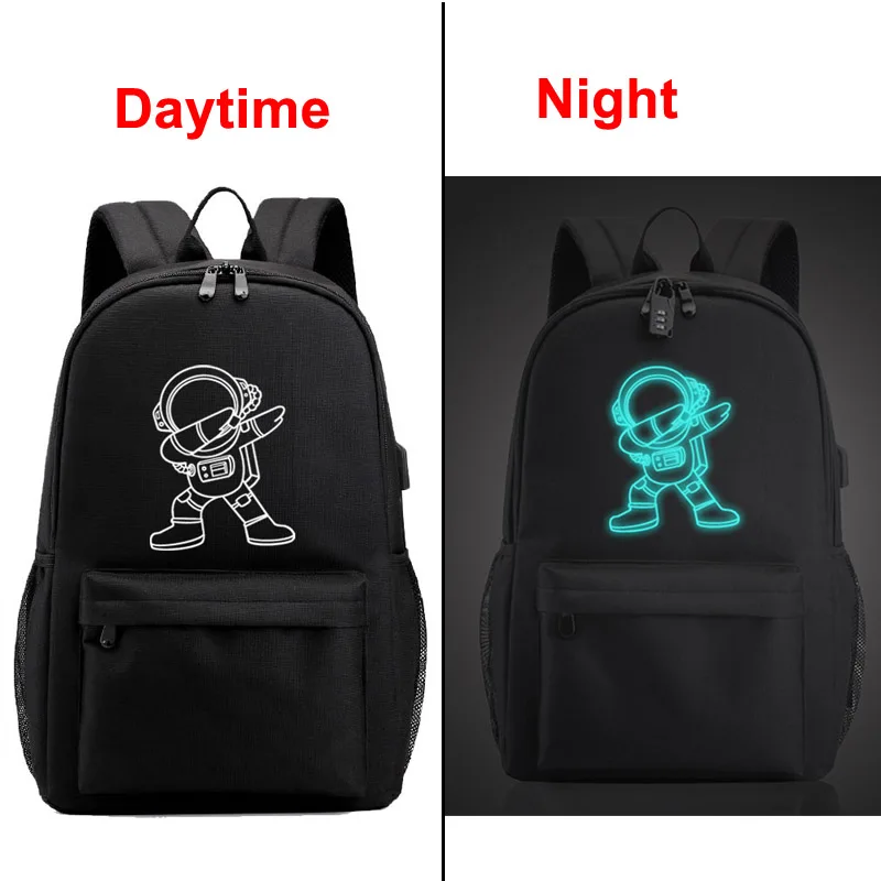 Night Fluorescent Black Spaceman Printed USB Backpack With Chain Headphone Port School Bags Travel Laptop
Night Fluorescent Black Spaceman Printed USB Backpack With Chain Headphone Port School Bags Travel Laptop