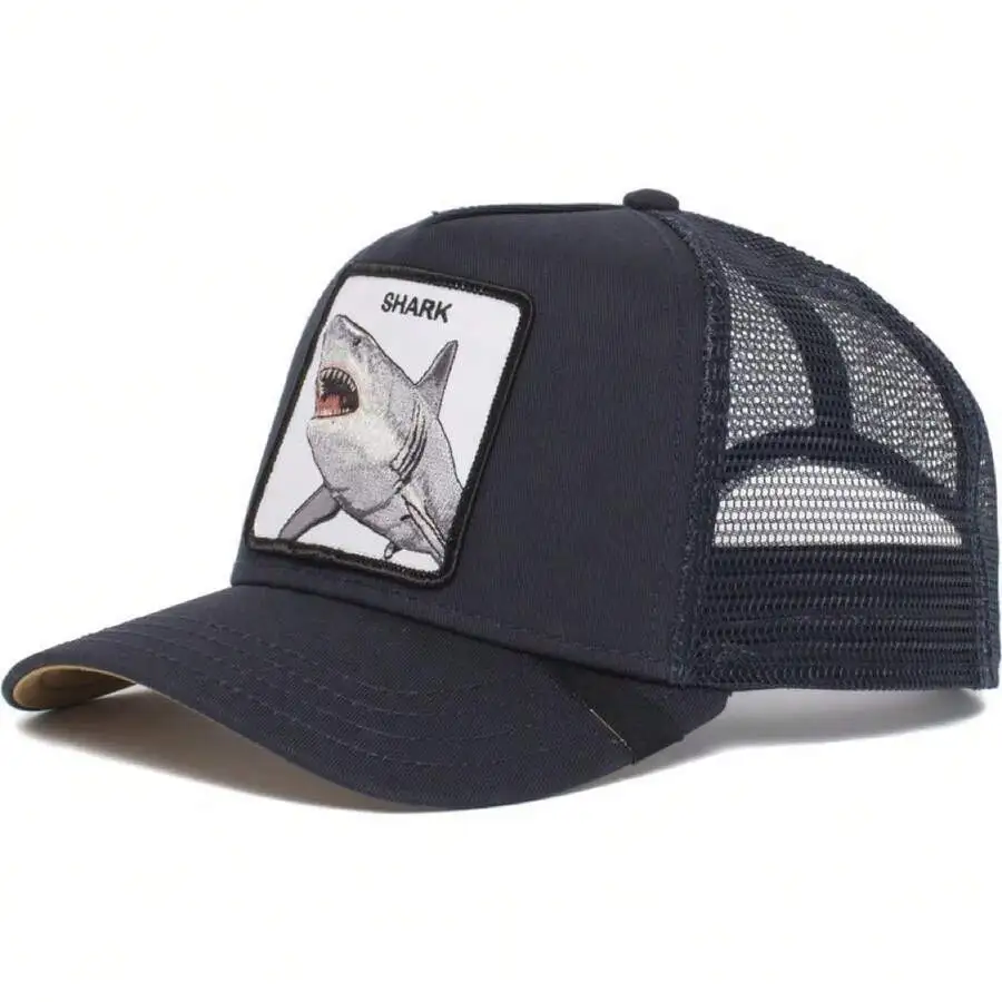 Shark Print Trucker Hat With Mesh Back And Flat Brim
Shark Print Trucker Hat With Mesh Back And Flat Brim