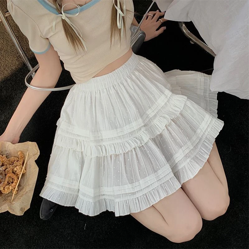 Korean Sweet Cake Mini Skirt Women High Waist Tiered Ruffle Frill Skirt Preppy Style Y2K Kawaii White A Line Solid Simple Skirt
Korean Sweet Cake Mini Skirt Women High Waist Tiered Ruffle Frill Skirt Preppy Style Y2K Kawaii White A Line Solid Simple Skirt