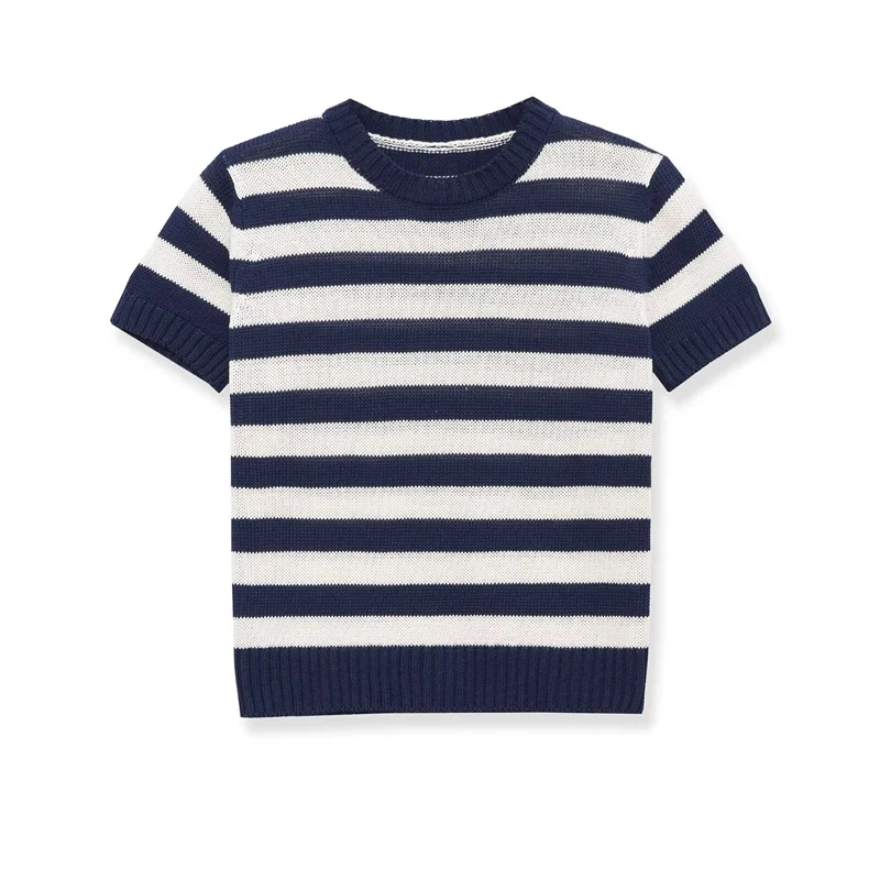Summer Women's Striped Pullover Sweater Round Neck Short Sleeved Casual Knitted Top 2026 New Fashion Short Style Women's Sweater
Summer Women's Striped Pullover Sweater Round Neck Short Sleeved Casual Knitted Top 2026 New Fashion Short Style Women's Sweater