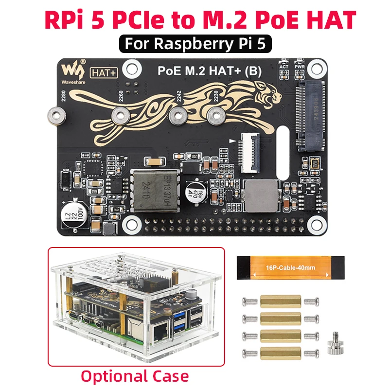 Raspberry Pi 5 PCIe To M.2 with PoE HAT+ for NVMe M.2 SSD PoE HAT Optional Acrylic Case Shell Active Cooler for Pi 5
Raspberry Pi 5 PCIe To M.2 with PoE HAT+ for NVMe M.2 SSD PoE HAT Optional Acrylic Case Shell Active Cooler for Pi 5