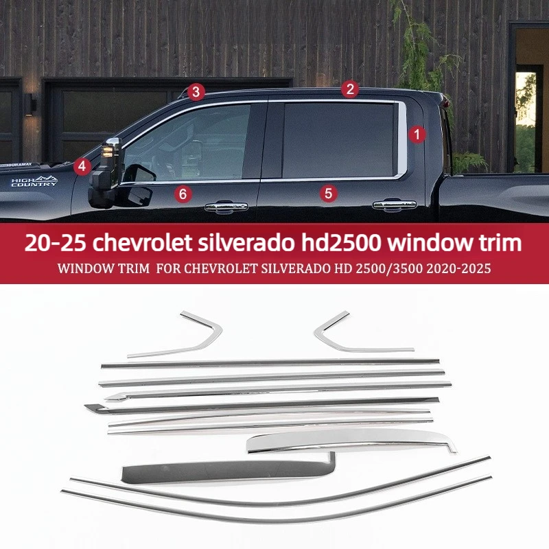 For Chevrolet Silverado 1500 Window Trim Modification Hd2500/3500 2019-2025 Black Chrome Decoration Car Accessories
For Chevrolet Silverado 1500 Window Trim Modification Hd2500/3500 2019-2025 Black Chrome Decoration Car Accessories