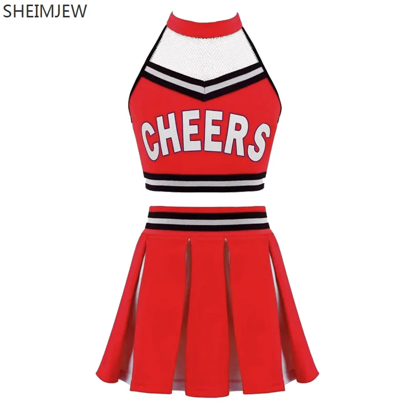 Sexy Cheerleader Cosplay Costume Adult Cheerleading Stage Performance Outfit Halter Neck Mesh Patchwork Cheers Printed Short Set
Sexy Cheerleader Cosplay Costume Adult Cheerleading Stage Performance Outfit Halter Neck Mesh Patchwork Cheers Printed Short Set
