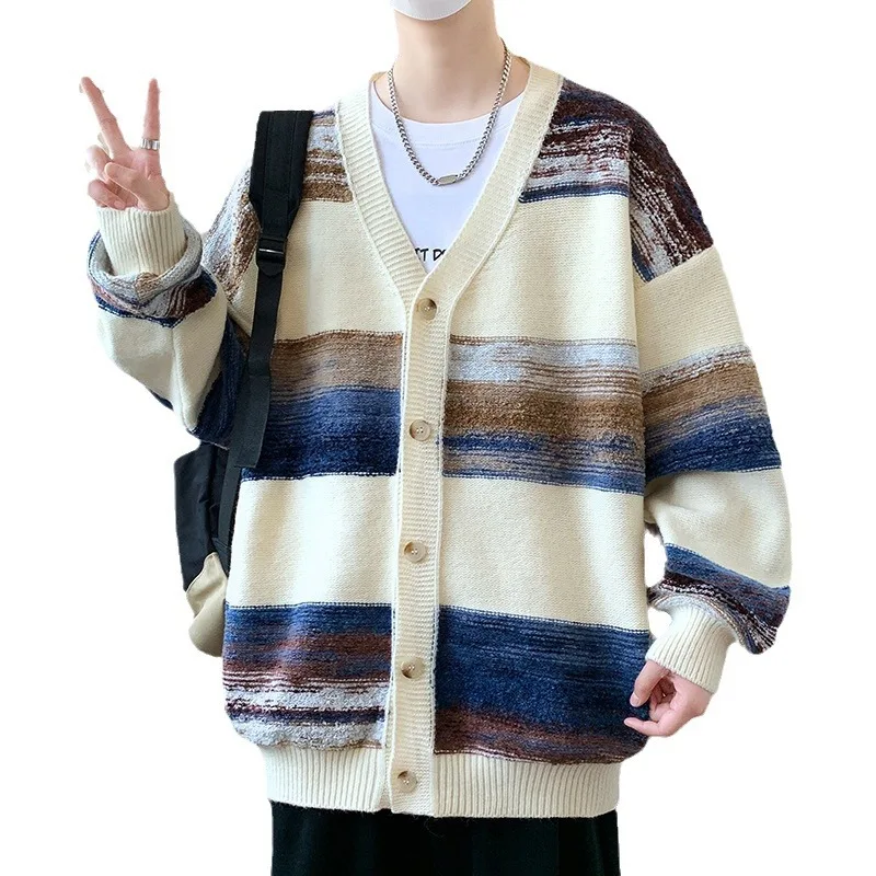 Striped Color Blocking Men's Knitted Cardigan, Oversized Fit Sweater for Men, New Arrival Mans Pullover for Autumn
Striped Color Blocking Men's Knitted Cardigan, Oversized Fit Sweater for Men, New Arrival Mans Pullover for Autumn