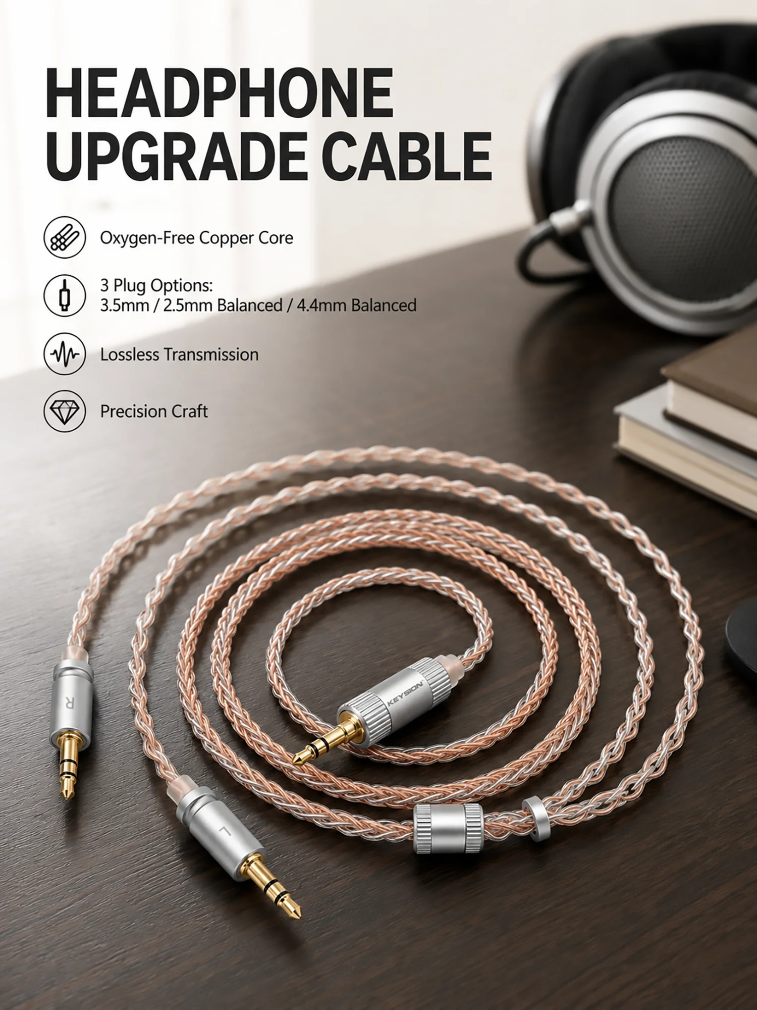 KEYSION 8 Core Headphone Cable 1 to 2 jack dual 3.5/2.5/4.4mm Balanced Cable OFC Silver Plated HIFI Upgrade Replacement Cable
KEYSION 8 Core Headphone Cable 1 to 2 jack dual 3.5/2.5/4.4mm Balanced Cable OFC Silver Plated HIFI Upgrade Replacement Cable