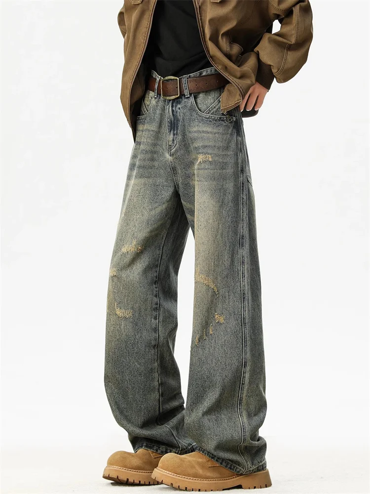 CLARA Men's Vintage Waed Ripped Straight Leg Jeans Summer Casual Loose Fit American Sle Denim Pants Youth Trend
CLARA Men's Vintage Waed Ripped Straight Leg Jeans Summer Casual Loose Fit American Sle Denim Pants Youth Trend