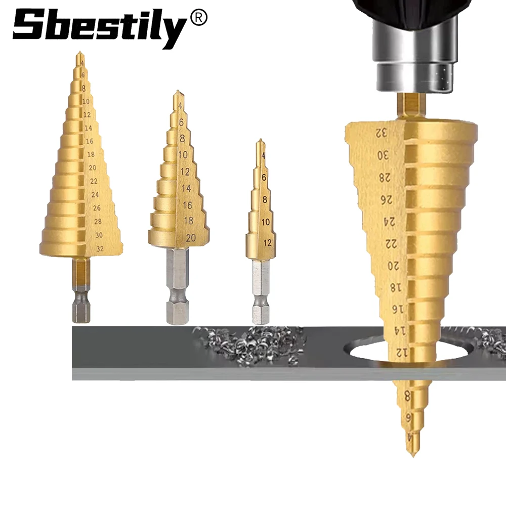 3 шт., титановые ступенчатые сверла из быстрорежущей стали, шестигранный хвостовик 4-12 мм, 4-20 мм, 4-32 мм, коническая форма, ступенчатая дрель с прямой канавкой, аксессуар для сверлильного инструмента
3 шт., титановые ступенчатые сверла из быстрорежущей стали, шестигранный хвостовик 4-12 мм, 4-20 мм, 4-32 мм, коническая форма, ступенчатая дрель с прямой канавкой, аксессуар для сверлильного инструмента