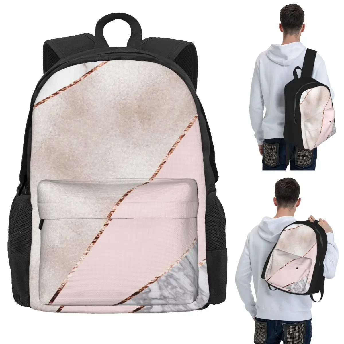 Spliced Mixed Rose Gold Marbl Student Backpack School Bag Hiking Travel Daypack for Men Women Bookbag Shoulder Bags
Spliced Mixed Rose Gold Marbl Student Backpack School Bag Hiking Travel Daypack for Men Women Bookbag Shoulder Bags