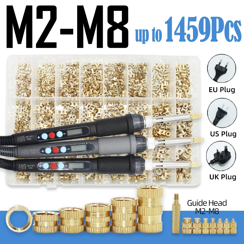 Threaded Heat Set Insert Digital Electric Soldering Iron Tip M2 M3 M4 M5 M6 M8 3D Printer Plastic Brass Nut Embed Insertion Tool
Threaded Heat Set Insert Digital Electric Soldering Iron Tip M2 M3 M4 M5 M6 M8 3D Printer Plastic Brass Nut Embed Insertion Tool