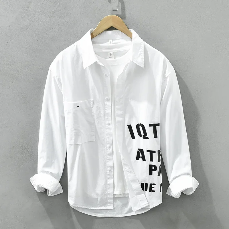 Fashion Letter Pure Cotton Printed Long-sleeved Shirt Men's Artistic Versatile Handsome Casual Shirt
Fashion Letter Pure Cotton Printed Long-sleeved Shirt Men's Artistic Versatile Handsome Casual Shirt