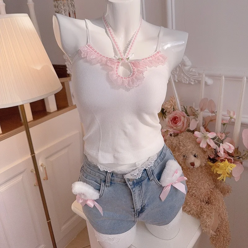 Cute Crop Top for Sweet Girls Summer Camis Lace Trim Cropped Hollow Out Tops Bow Floral Decoration Lolita Style Kawaii Clothes
Cute Crop Top for Sweet Girls Summer Camis Lace Trim Cropped Hollow Out Tops Bow Floral Decoration Lolita Style Kawaii Clothes