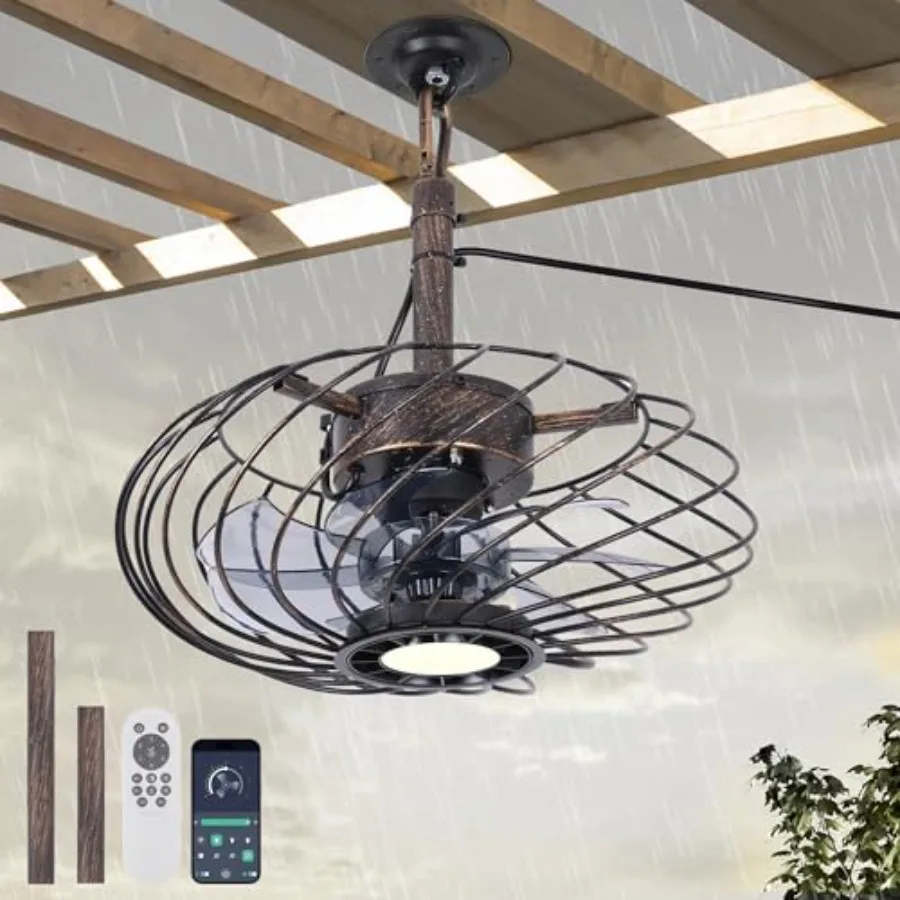 Outdoor Ceilg Fan with Light, Waterproof Gazebo Fan Remote Control, Dimmable LED Light, Hanging Caged Ceiling Fixtures Plug in
Outdoor Ceilg Fan with Light, Waterproof Gazebo Fan Remote Control, Dimmable LED Light, Hanging Caged Ceiling Fixtures Plug in