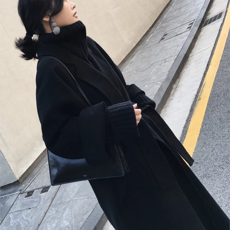Black Reversible Cashmere Coat Women Hepburn Style Small Woolen New Korean
Black Reversible Cashmere Coat Women Hepburn Style Small Woolen New Korean
