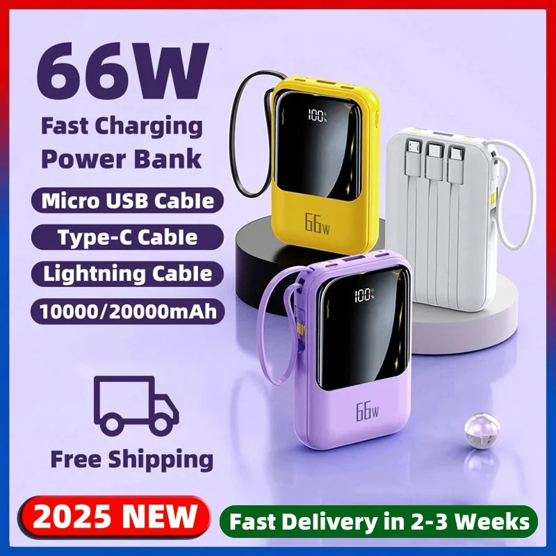 2025 New Portable Power Bank 20000mAh 66W Super Fast Charge External Auxiliary Battery For Apple iPhone Samsung Xiaomi Powerbank
2025 New Portable Power Bank 20000mAh 66W Super Fast Charge External Auxiliary Battery For Apple iPhone Samsung Xiaomi Powerbank