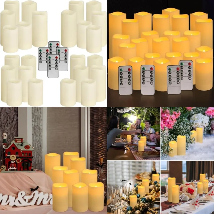 Set of 24 Waterproof Outdoor Flameless Candles, LED Candles with 4 Remote and Timer, H 4" 5" 6" x D 2.2",for Halloween Wedding
Set of 24 Waterproof Outdoor Flameless Candles, LED Candles with 4 Remote and Timer, H 4" 5" 6" x D 2.2",for Halloween Wedding