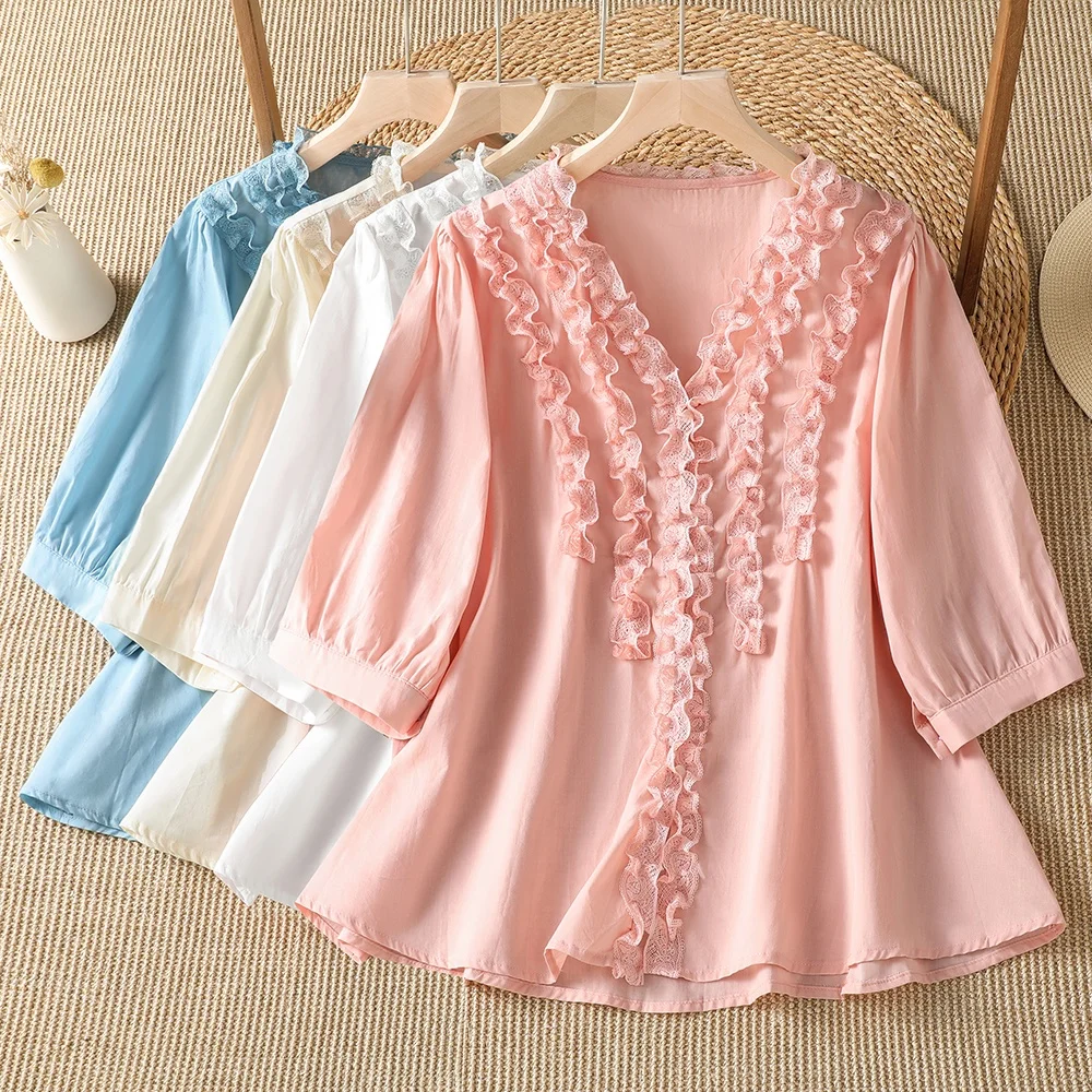 New 2026 Summer Lace Shirt Coat Loose V-neck Retro Top for plus Size Women Comfortable Slimming Female Outerwear Commute Style
New 2026 Summer Lace Shirt Coat Loose V-neck Retro Top for plus Size Women Comfortable Slimming Female Outerwear Commute Style