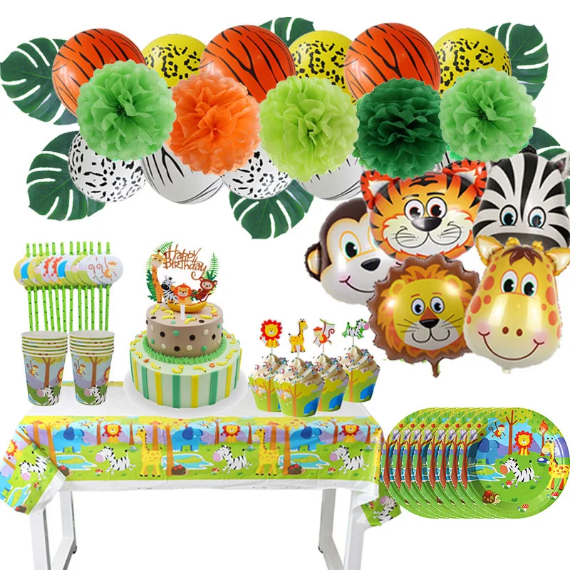 Kids Jungle Birthday Party Decorations Jungle Animals Lion Safari Baby Shower Cake Topper Foil Balloons Disposable Tableware
Kids Jungle Birthday Party Decorations Jungle Animals Lion Safari Baby Shower Cake Topper Foil Balloons Disposable Tableware