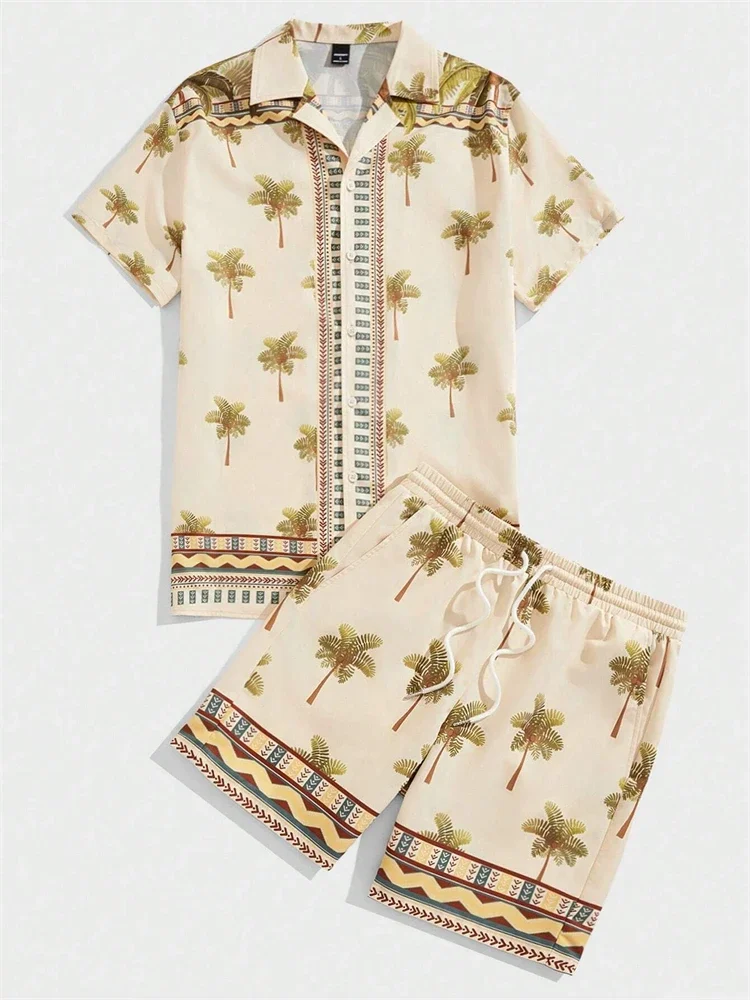 Summer Men's Fashion Coconut Tree Print T-Shirt Single Breasted Shirt Short Sleeve Drawstring Shorts Suit Mens Hawaiian Clothing
Summer Men's Fashion Coconut Tree Print T-Shirt Single Breasted Shirt Short Sleeve Drawstring Shorts Suit Mens Hawaiian Clothing