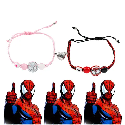 Spiderman Friendship Bracelets, Best Friend Bff, Halloween, Christmas, Matching Rope, Beads Chain, Couples Bracelets, New, 2025
