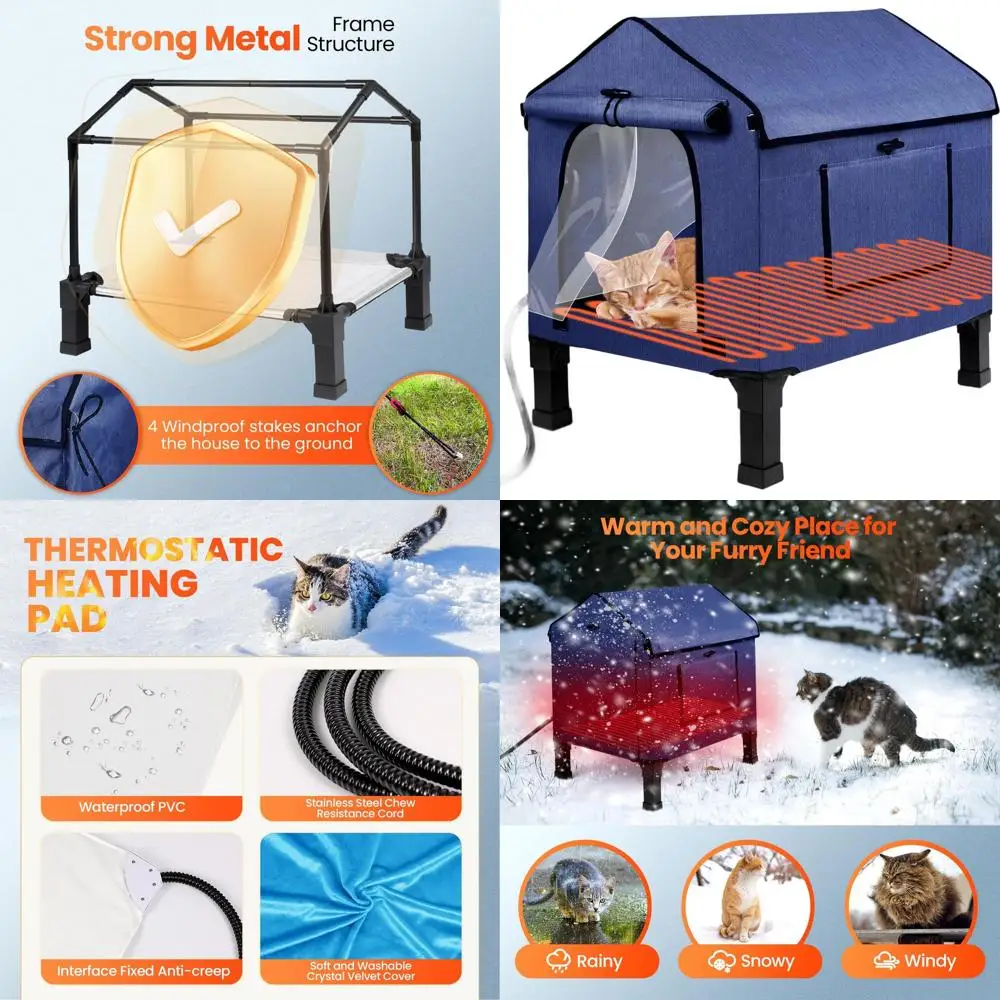 Large Waterproof Outdoor Cat Shelter with Thermostatic Heating Pad and Removable Canopy for Year-Round Use
Large Waterproof Outdoor Cat Shelter with Thermostatic Heating Pad and Removable Canopy for Year-Round Use