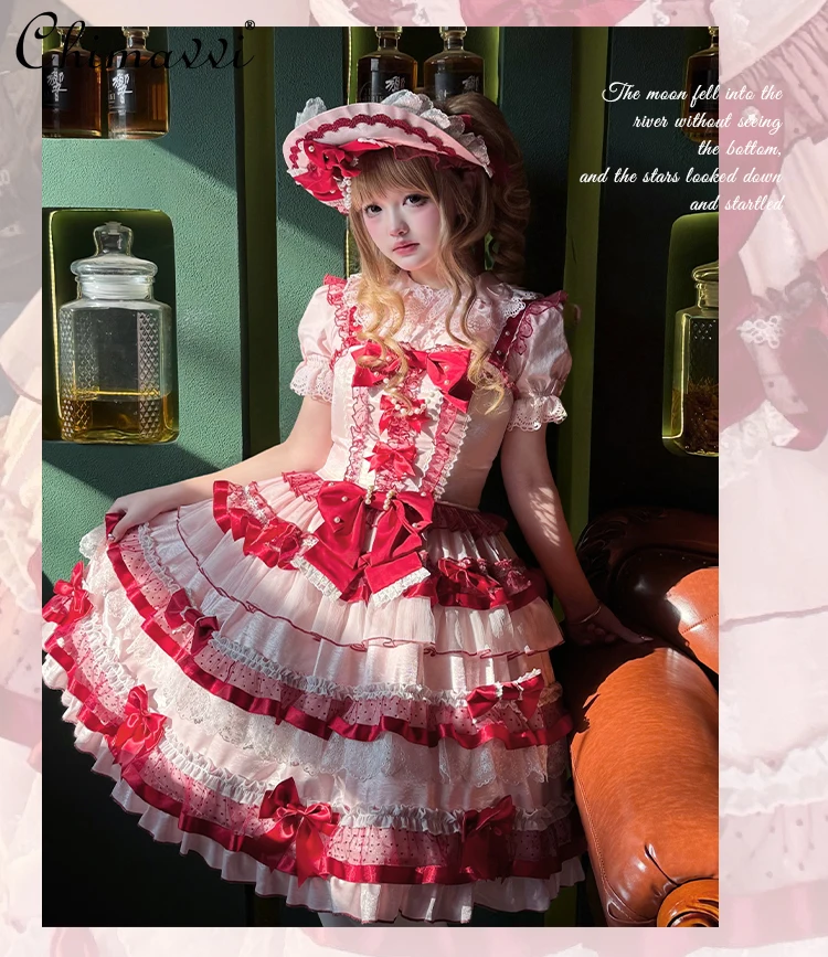 Original Princess Doll Feeling Lolita Strawberry Red Jsk Dress Girls Women's Sweet Bow Multi-layered Short Suspender Dresses
Original Princess Doll Feeling Lolita Strawberry Red Jsk Dress Girls Women's Sweet Bow Multi-layered Short Suspender Dresses