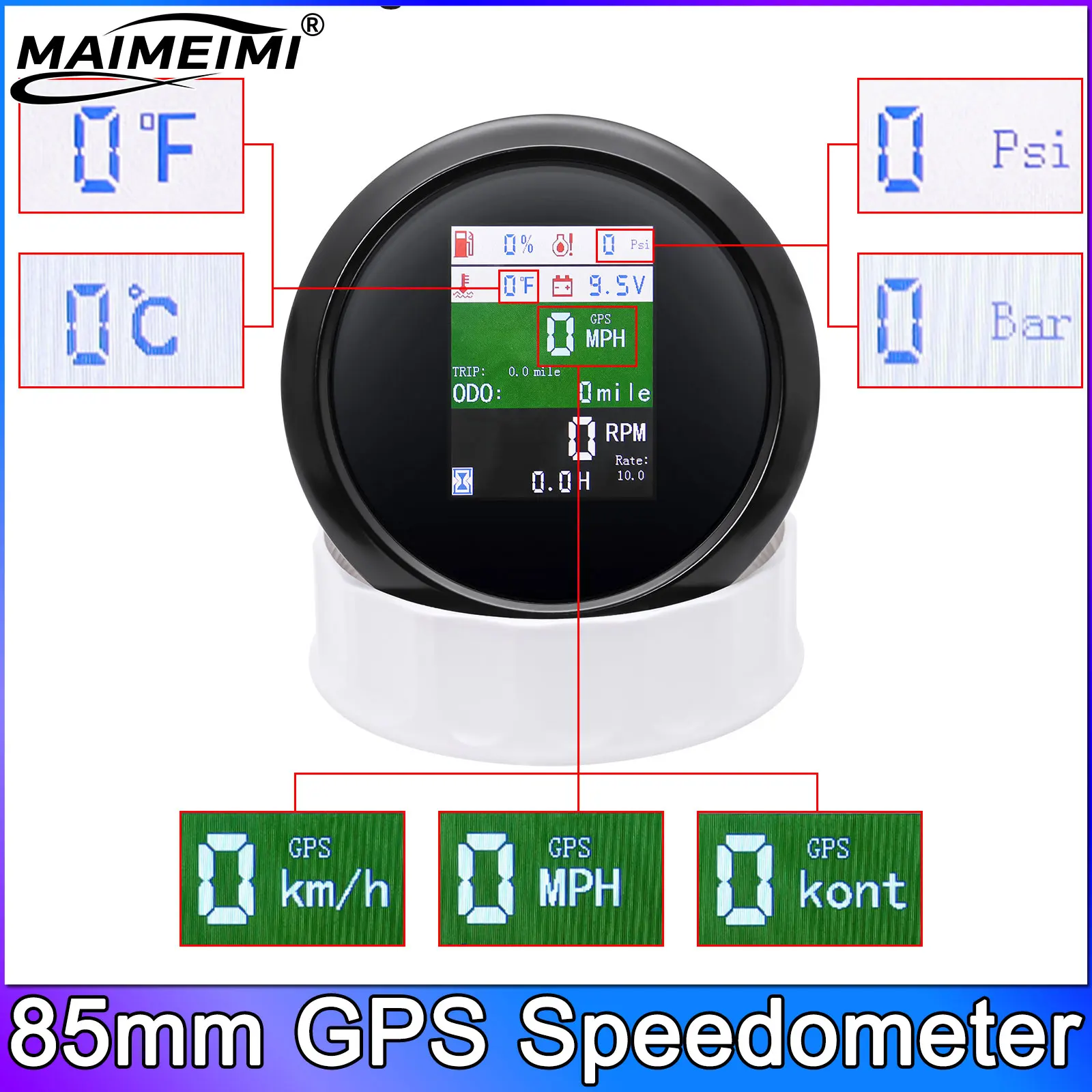 85mm GPS Speedometer 6 in 1 Car Tachometer Fuel Level Water Temp Oil Pressure 10Bar Multi-functional Digital Gauge with Alarm
85mm GPS Speedometer 6 in 1 Car Tachometer Fuel Level Water Temp Oil Pressure 10Bar Multi-functional Digital Gauge with Alarm