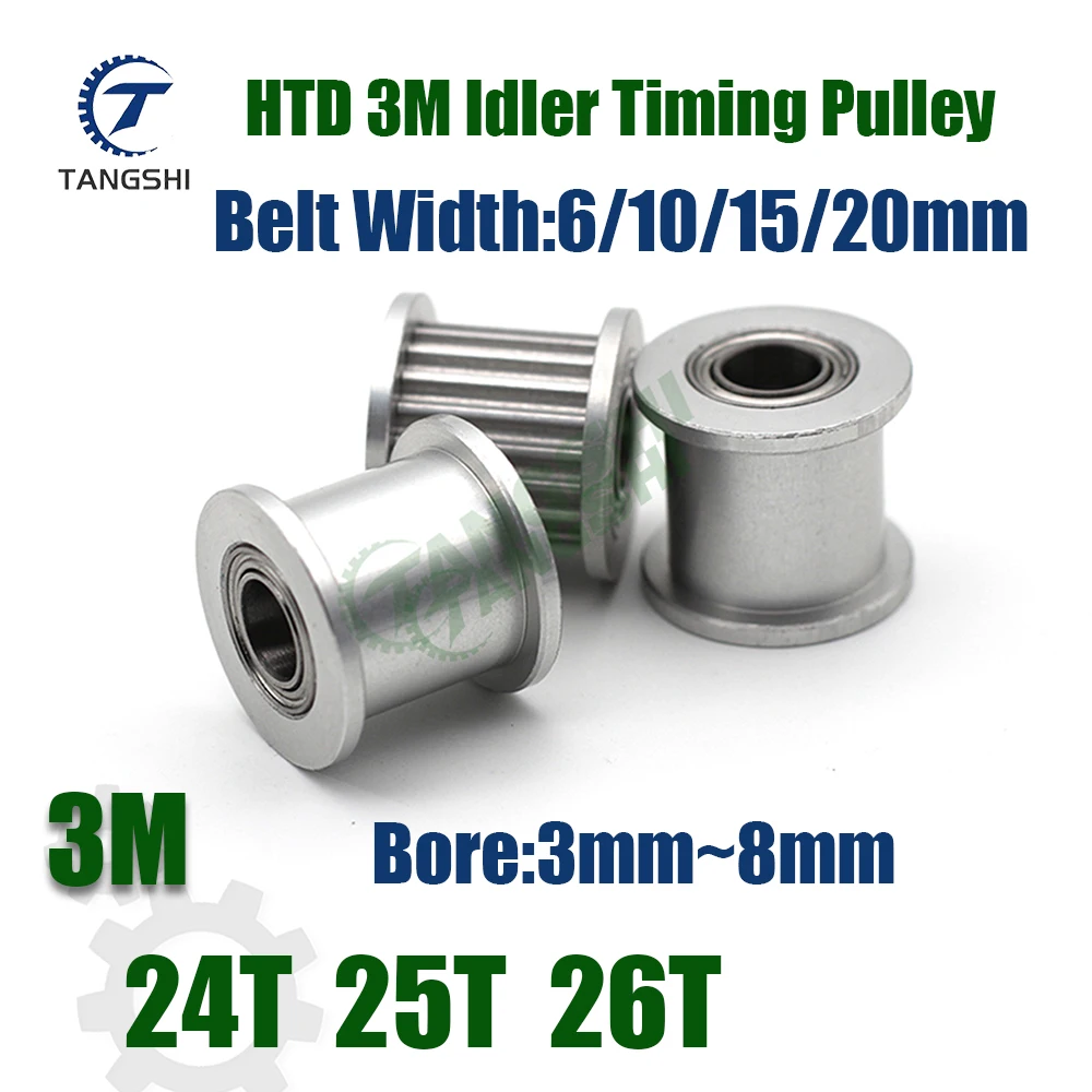 HTD 3M 24 Teeth 25 Teeth 26 Teeth Idler Type Timing Pulley Bore 3mm~8mm Belt Width 6/10/15/20mm synchronous Wheel Idler Pulley
HTD 3M 24 Teeth 25 Teeth 26 Teeth Idler Type Timing Pulley Bore 3mm~8mm Belt Width 6/10/15/20mm synchronous Wheel Idler Pulley