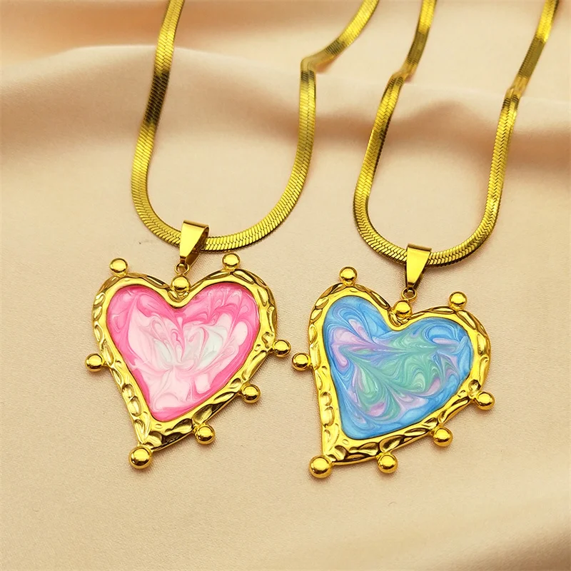 Stainless Steel Pink Love Heart Shape Enamel Pendant Necklace for Women Gold Color Blade Chain Necklaces Jewelry Gifts ZZZ721-1
Stainless Steel Pink Love Heart Shape Enamel Pendant Necklace for Women Gold Color Blade Chain Necklaces Jewelry Gifts ZZZ721-1