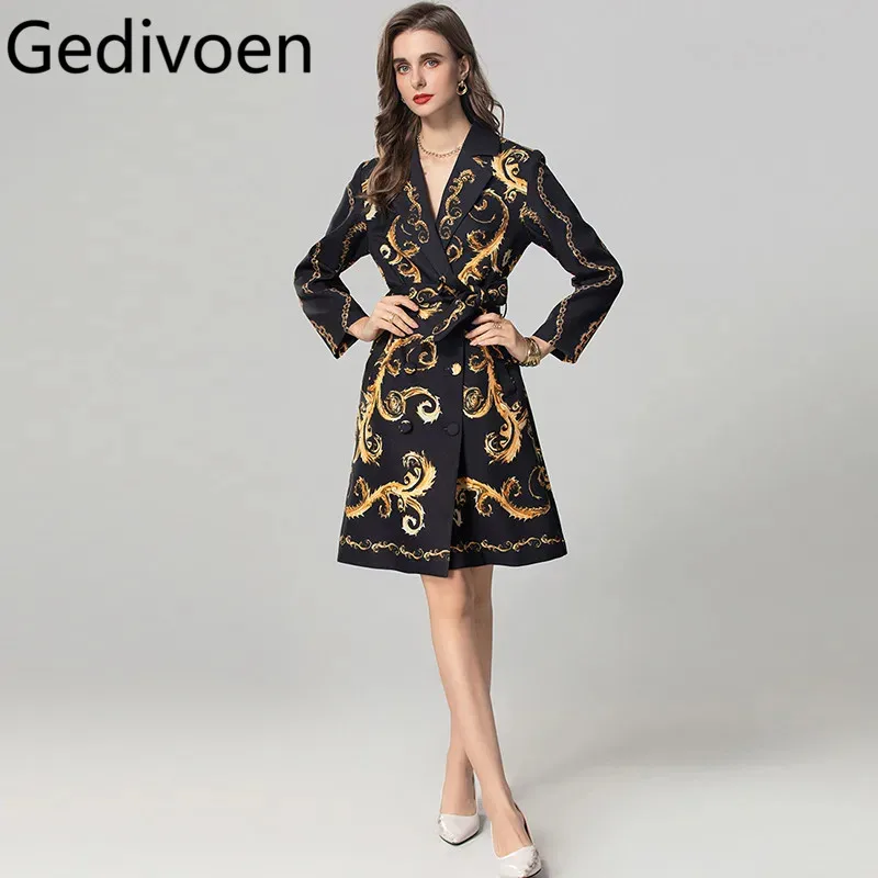 Gedivoen Women's Elegant Streetwear New Style Coat Long-Sleeved Notched Double-breasted Lace-Up Print Autumn/winter Overcoat
Gedivoen Women's Elegant Streetwear New Style Coat Long-Sleeved Notched Double-breasted Lace-Up Print Autumn/winter Overcoat