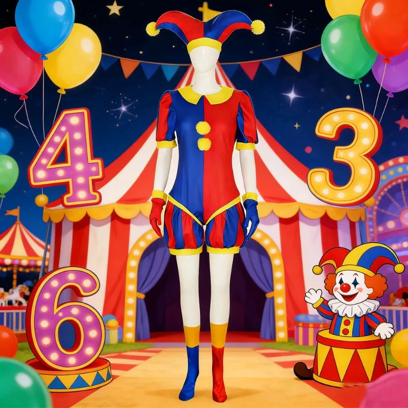 New Pomni Cosplay Costume Anime The Amazing Digital Circus Cartoon Uniform Hat Gloves Halloween Party for Women Men Costumes
New Pomni Cosplay Costume Anime The Amazing Digital Circus Cartoon Uniform Hat Gloves Halloween Party for Women Men Costumes