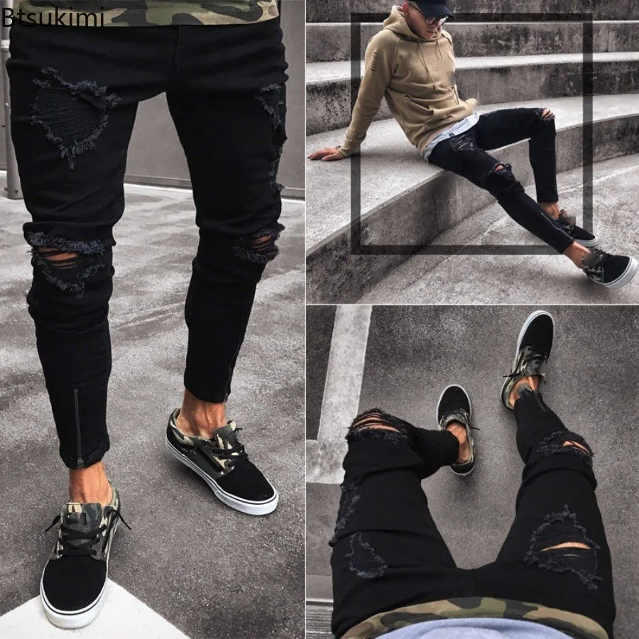Street Punk Style Ripped Skinny Jeans Men's Vintage Wash Solid Denim Pants Elastic Broken Holes Casual Slim Pencil Pants for Men
Street Punk Style Ripped Skinny Jeans Men's Vintage Wash Solid Denim Pants Elastic Broken Holes Casual Slim Pencil Pants for Men