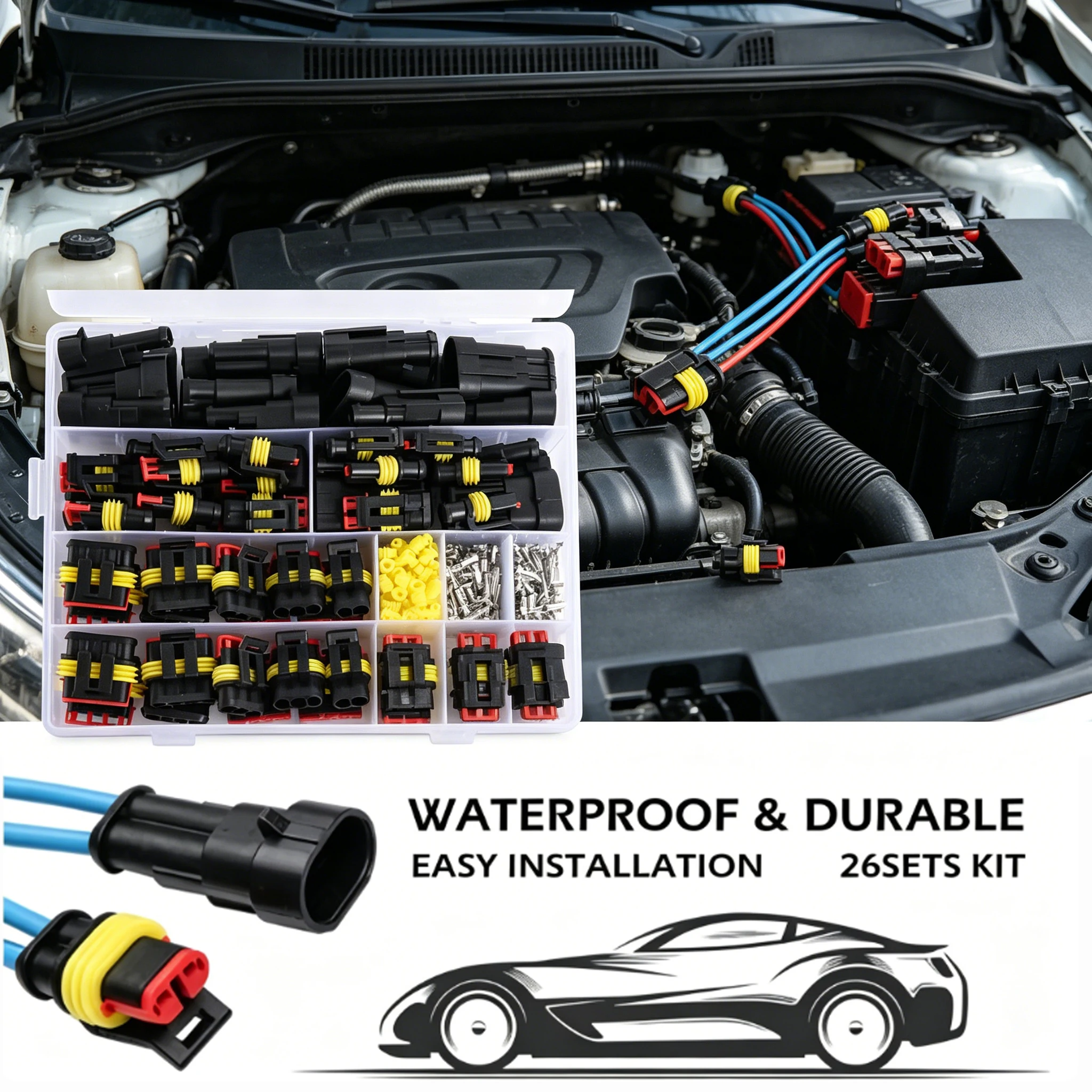 352Pcs IP68 Waterproof Electrical Connector Kit – 1/2/3/4 Pin Male & Female Terminal Plugs for Car, Motorcycle, Truck
352Pcs IP68 Waterproof Electrical Connector Kit – 1/2/3/4 Pin Male & Female Terminal Plugs for Car, Motorcycle, Truck