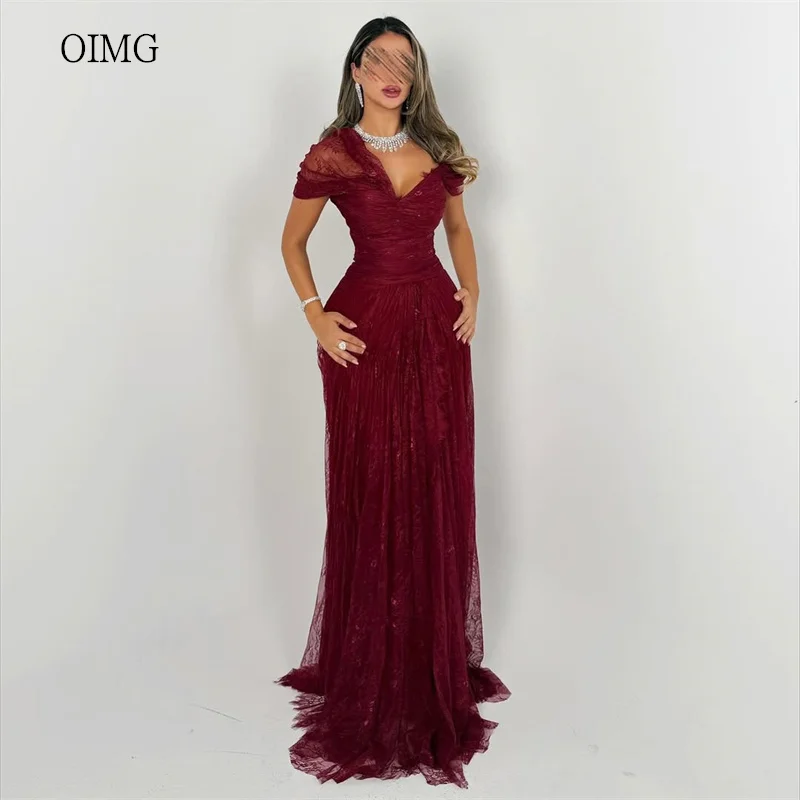 OIMG Saudi Burgundy Lace Mermaid Prom Gowns V Neck Party Gown Floor Length Evening Dress فساتين سهرة Customized
OIMG Saudi Burgundy Lace Mermaid Prom Gowns V Neck Party Gown Floor Length Evening Dress فساتين سهرة Customized