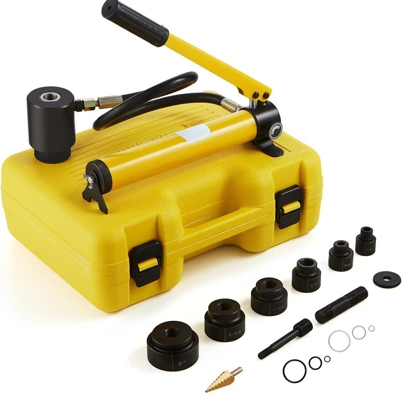 10Ton Hydraulic Knockout Punch Driver Kit 1/2"-2" 6 Dies Carbon Steel Sheet Hole Opener Repair Tool Manuel Hole Digger
10Ton Hydraulic Knockout Punch Driver Kit 1/2"-2" 6 Dies Carbon Steel Sheet Hole Opener Repair Tool Manuel Hole Digger