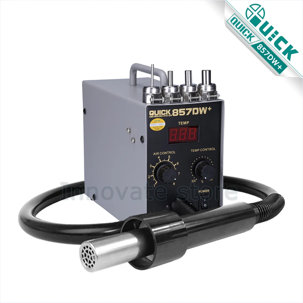 Паяльная станция QUICK 857DW + Тепловая воздушная пушка, наладочная станция, сварочная станция горячим воздухом для BGA SMD, быстрый нагрев
Паяльная станция QUICK 857DW + Тепловая воздушная пушка, наладочная станция, сварочная станция горячим воздухом для BGA SMD, быстрый нагрев
