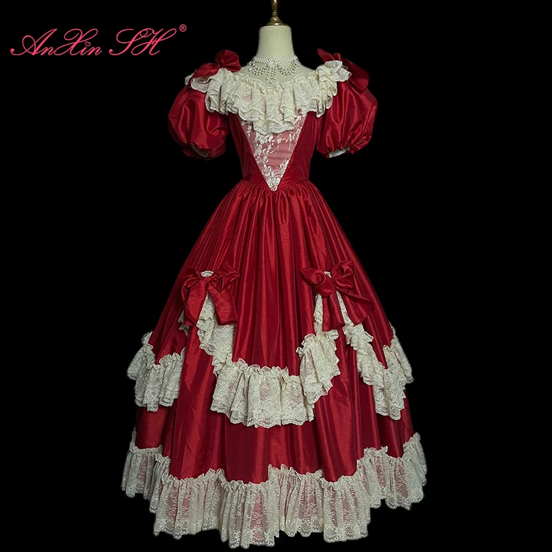 AnXin SH princess red satin white flower lace v neck ruffles puff sleeve beading bow ball gown party customized wedding dress
AnXin SH princess red satin white flower lace v neck ruffles puff sleeve beading bow ball gown party customized wedding dress