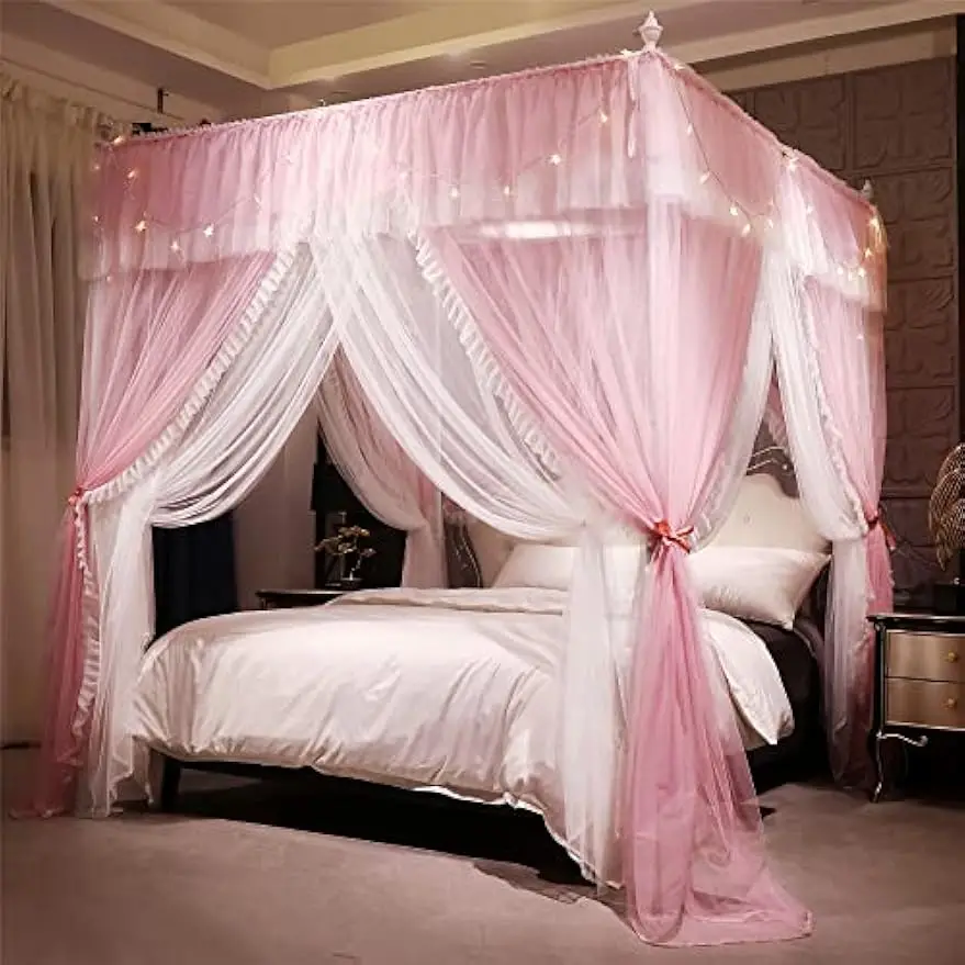 Double Layer Princess Bed Canopy with Ruffle Design - Pink/White, 53"W x 78"L x 82"H, Mosquito Net & Room Decor
Double Layer Princess Bed Canopy with Ruffle Design - Pink/White, 53"W x 78"L x 82"H, Mosquito Net & Room Decor