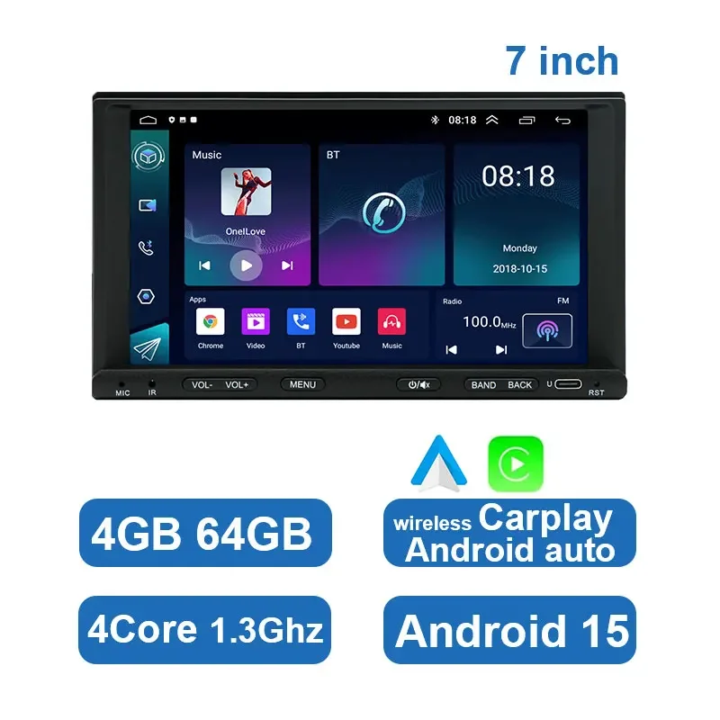 7" Universal Car Radio Wireless Android Auto Carplay 4GB Car Multimedia Player with Buttons GPS RDS Car Stereo Autoradio
7" Universal Car Radio Wireless Android Auto Carplay 4GB Car Multimedia Player with Buttons GPS RDS Car Stereo Autoradio