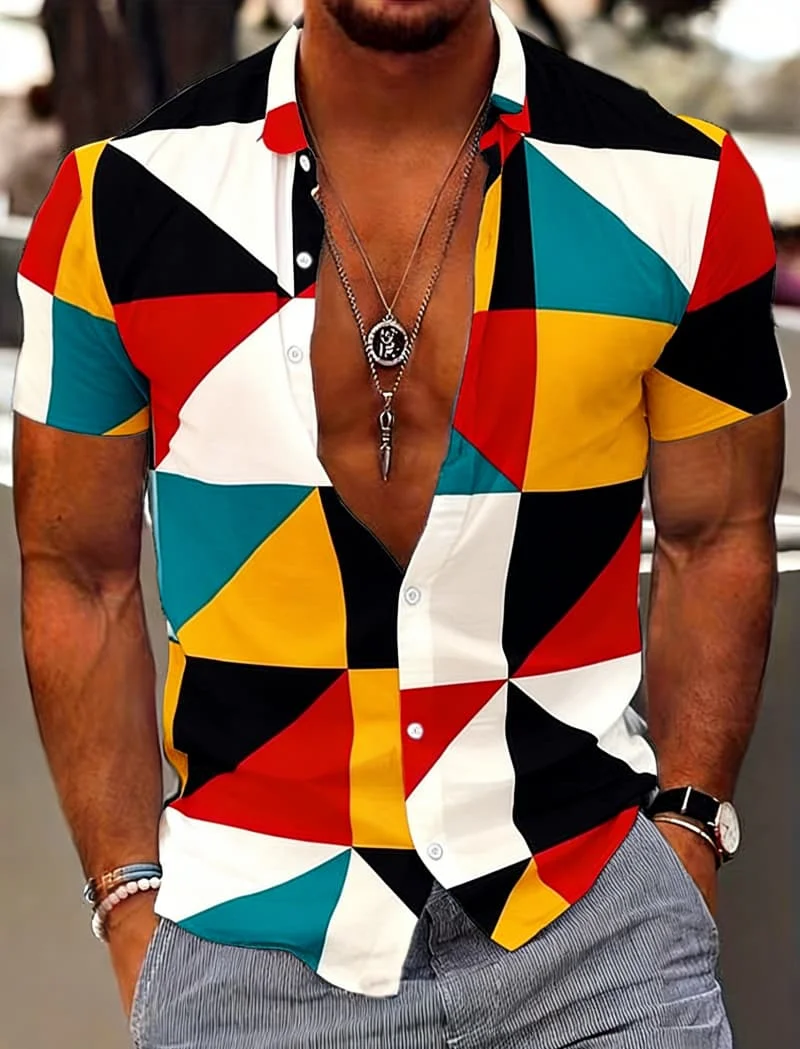 Men's Vintage Artistic Elegant Timeless Geometric Print Short Sleeve Shirt Casual Fashion For Daily Commute And Vacation Styling
Men's Vintage Artistic Elegant Timeless Geometric Print Short Sleeve Shirt Casual Fashion For Daily Commute And Vacation Styling